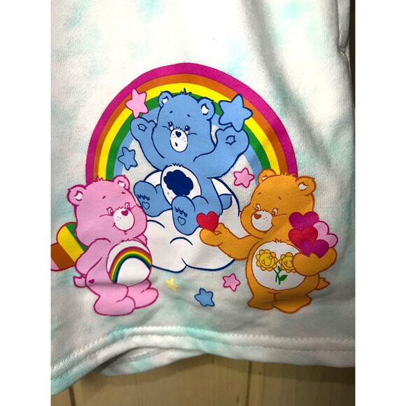 CareBears Shorts Womens Small Relaxed Mint Green Tie Dye Throwback Retro Fan - Picture 1 of 13